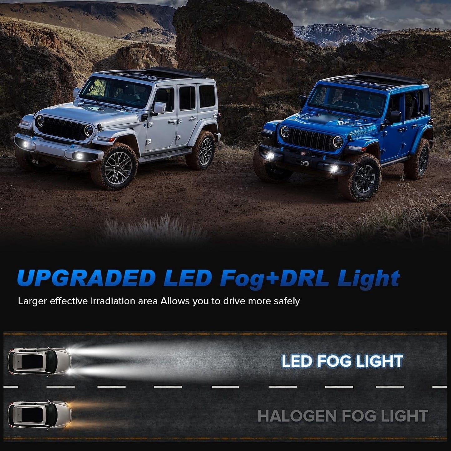 4 Inch Round LED Fog Lights Compatible with 2007-2018 Wrangler JK JK Unlimited