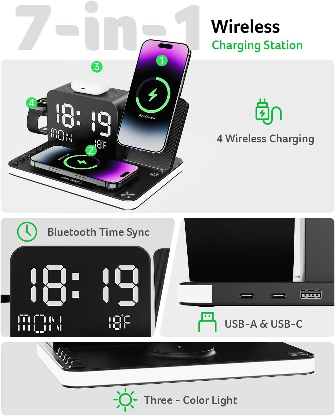 acer 7-in-1 Wireless Charging Station Charger Stand for Multiple Devices. SEALED