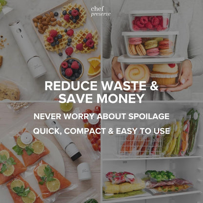 Chef Preserve Glass Vacuum Seal Containers for Food Storage, Made for Compact Va