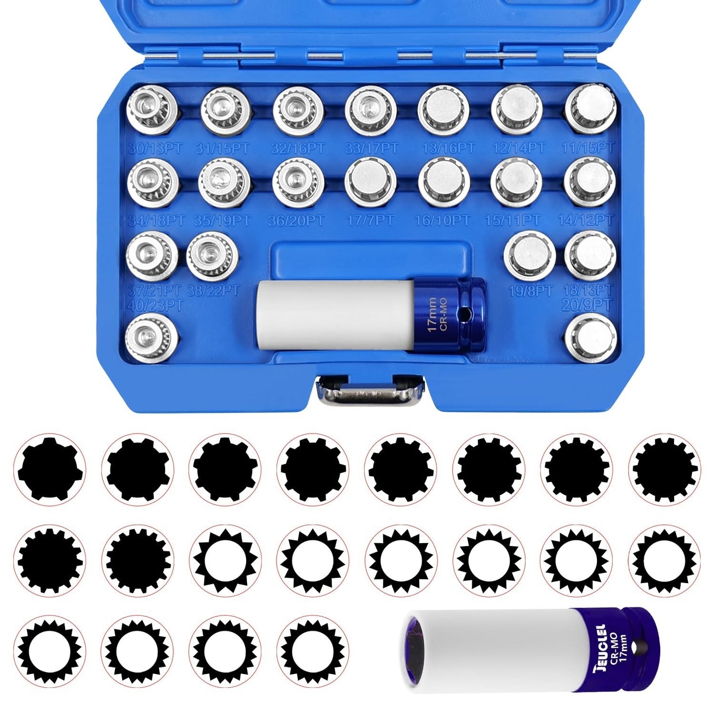 21PCS Wheel Locking Nut Key Kit Compatible with BMW, Wheel Lock Nut Socket Adapt