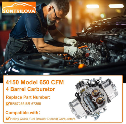 BR-67255 Carburetor 4150 Model 650 CFM 4 Barrel Double-Pumper,Compatible