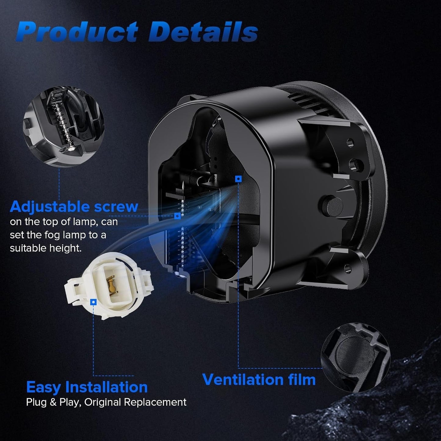 4 Inch Round LED Fog Lights Compatible with 2007-2018 Wrangler JK JK Unlimited