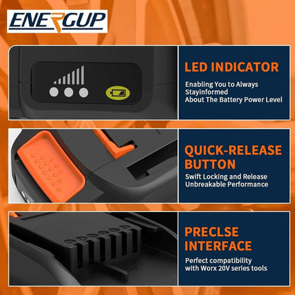 Energup 2Pack 20Volt Reoplace for Wor 20V Battery and Charger Kit, Compatible