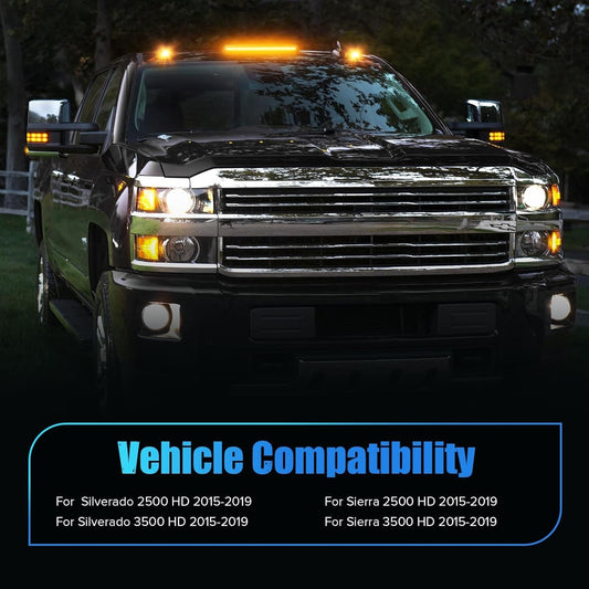 Amber LED Cab Roof Light Compatible with 2015-2019 Silverado Sierra 2500HD 3500H