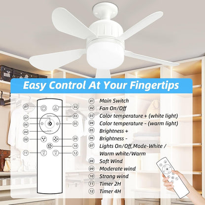 Socket Ceiling Fan Light with Remote Ceiling Fans pack of 2