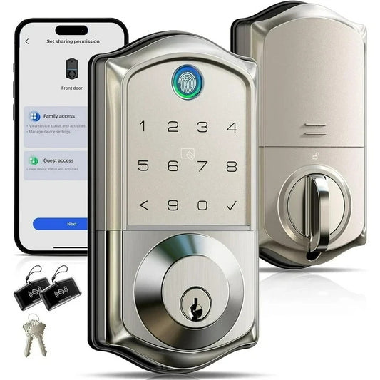 Veise Fingerprint Smart Door Lock, App Control, 7-in-1 Keyless Entry, Auto Lock,