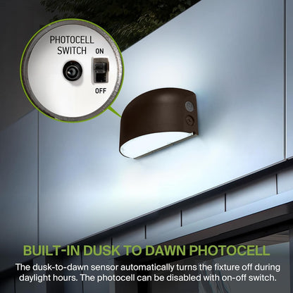 ASD 40/50/60W LED Wall Pack Light Round with Dusk to Dawn Photocell, Up & Down