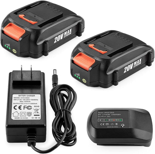 Energup 2Pack 20Volt Reoplace for Wor 20V Battery and Charger Kit, Compatible