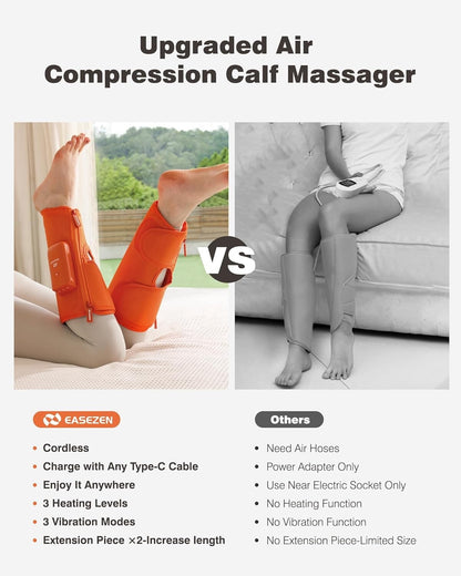 Cordless Calf Massager with Heat and Compression for Circulation and Restless Le