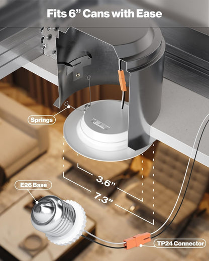 Sunco 20 Pack 6 Inch LED Recessed Light Retrofit, Can Lights for Ceiling,