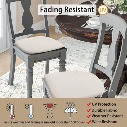 Outdoor/Indoor 17"x16"x2" Chair Cushions with Ties Waterproof Set of 4 Cream