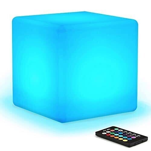 8" Rechargeable RGB LED Light Cube: Waterproof, 16 Colors, 4 Modes, Dimmable wit