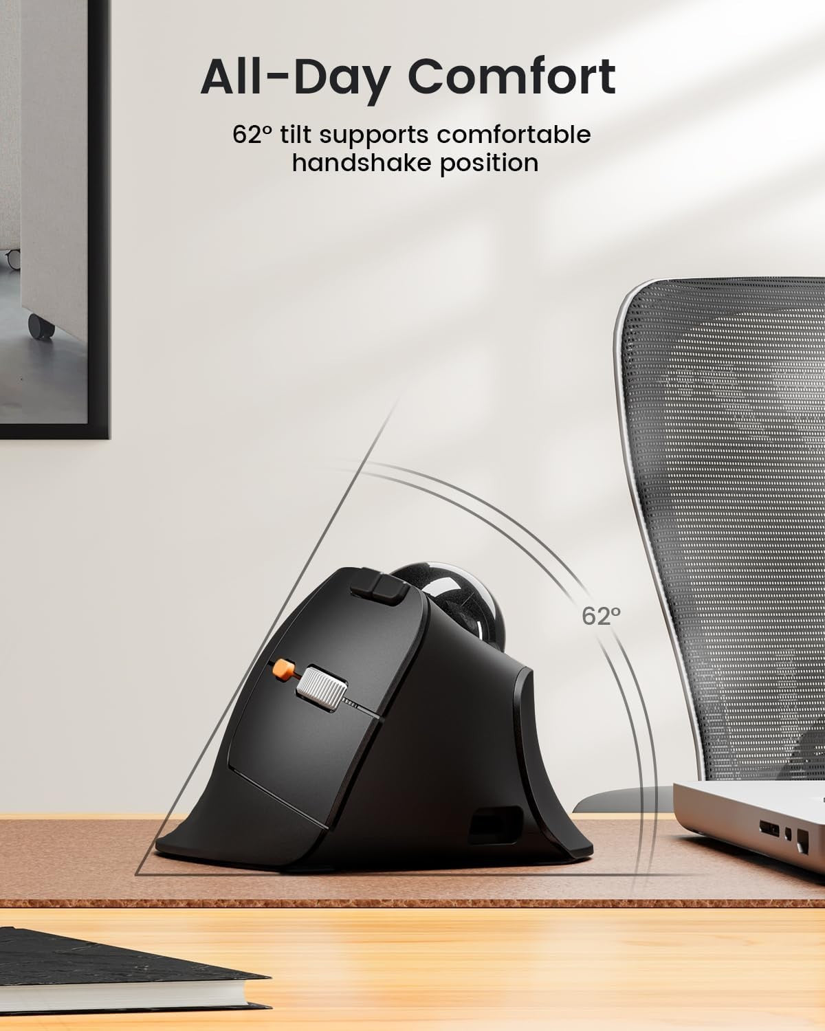 t137 ProtoArc Vertical Wireless blue Trackball Mouse EM05 NL Bluetooth Ergonomic