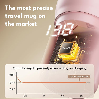 Tastee Heated Coffee Mug – 12oz Portable Travel Mug with 1℉ Precise Temperature