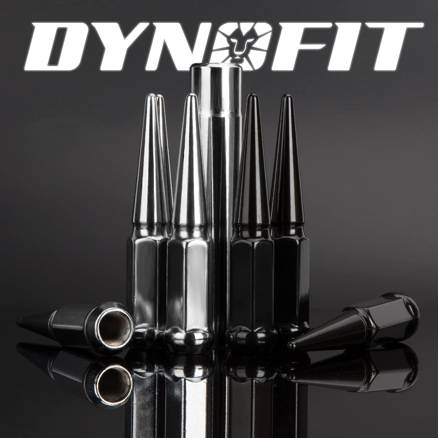 DYNOFIT 14mmx1.5 Wheel Spike Lug Nuts, 32 x Chrome M14x1.5 Lug Nut, DYNOFIT 4.4