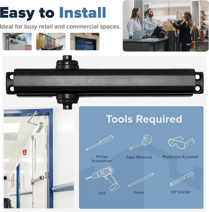 Commercial Door Closer – Black Heavy Duty Grade 1 Automatic Door Closer