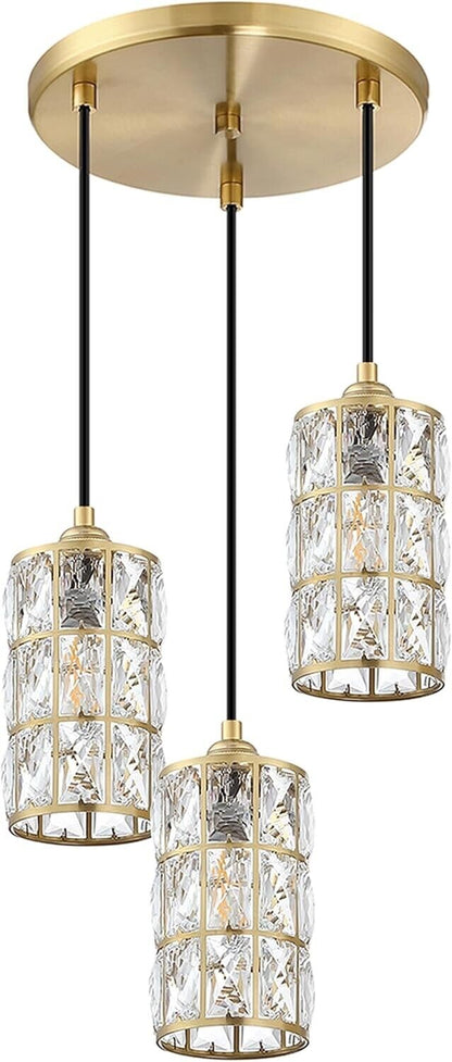 Doraimi Lighting 3 Light Crystal Ceiling Chandelier Light with Brushed Bronze