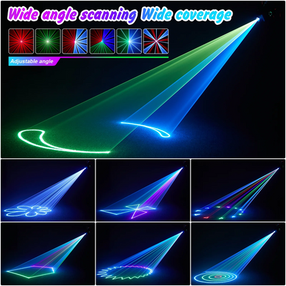 DJ Laser Party Lights, 3D Animation RGB Lazer Stage Lighting, DMX512 Music Sound
