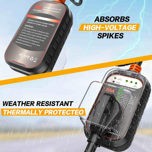 EyGde RV Surge Protector 50 Amp, RV Circuit Analyzer with Waterproof Cover, RV A