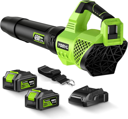 Leaf Blower Cordless, 650CFM Electric Leaf Blowers with 2 x 5.2Ah Batteries