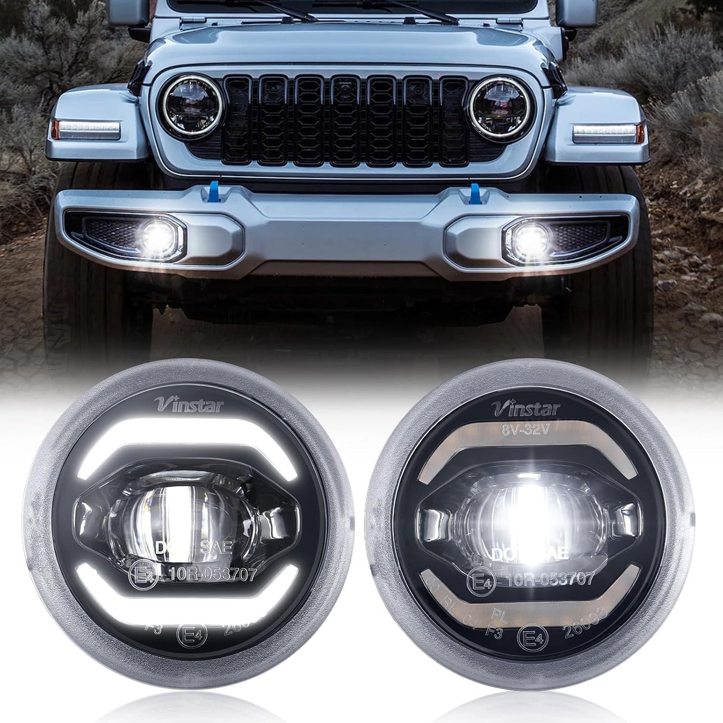 4 Inch Round LED Fog Lights Compatible with 2007-2018 Wrangler JK JK Unlimited