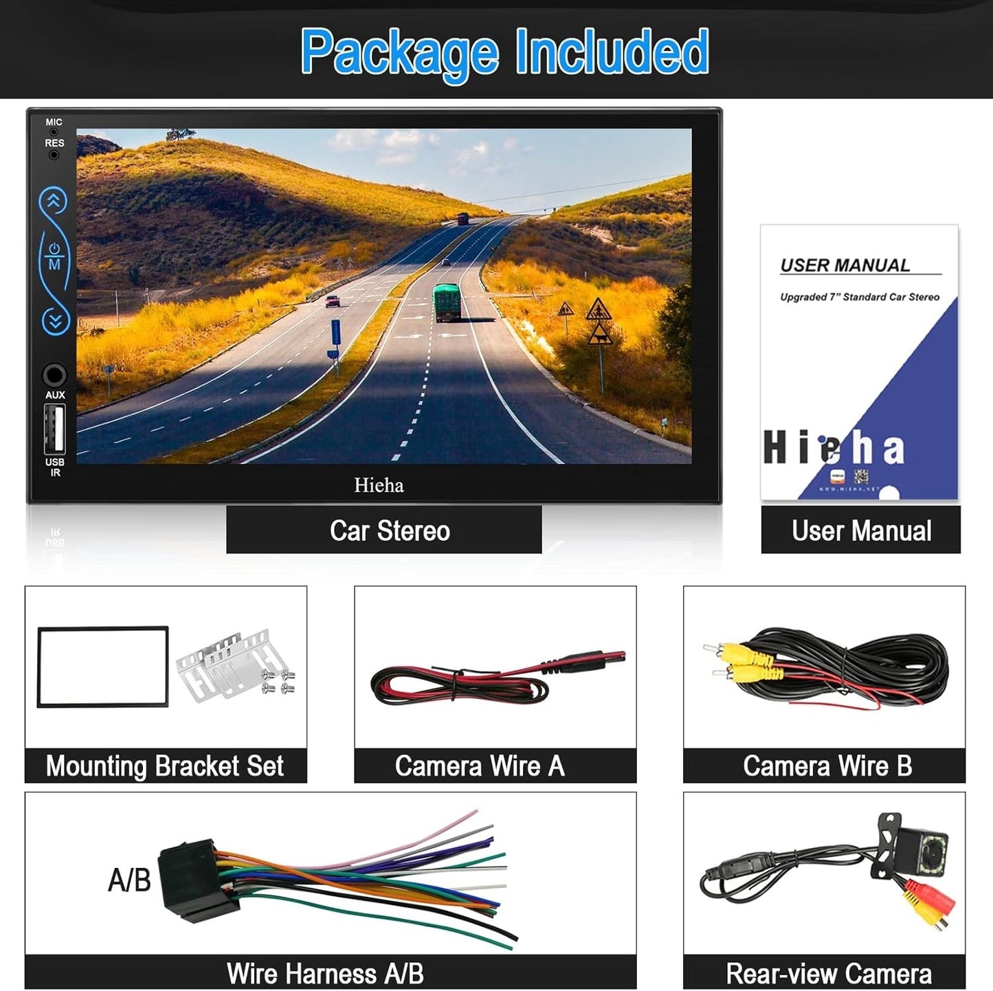 Hieha Car Stereo Compatible with Apple Carplay and Android Auto, 7 Inch Double