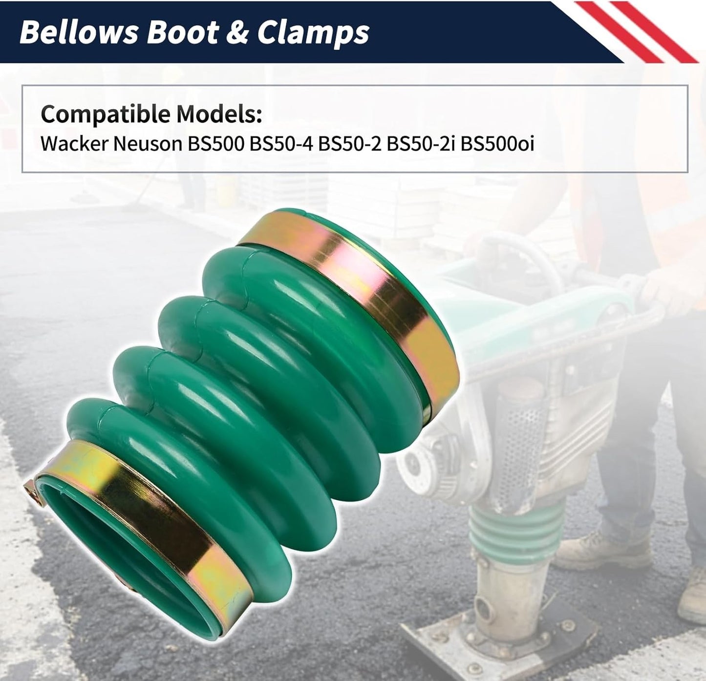 0177355 Bellows Boot with 2PCS Clamps for Jumping Jack Rammers 5000177355 010.
