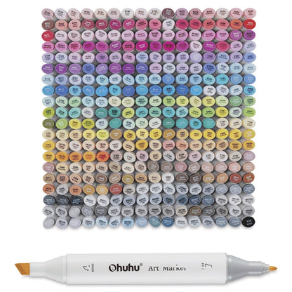 Ohuhu Refillable 320 Colors Alcohol Markers Brush Tip- Double Tipped Alcohol-bas