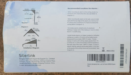 Siterlink Smoke Detector Hardwired Smoke Alarm Interconnected GS562A 6 Pack NEW