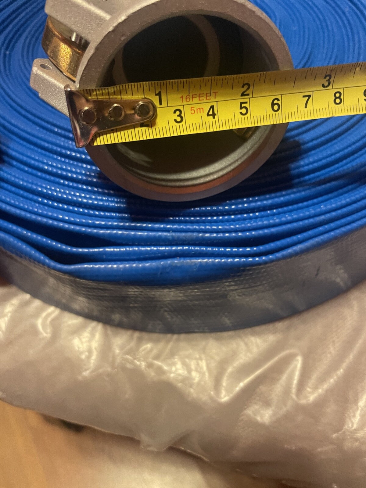 1.5" ID × 100 ft Pool Backwash Hose, Heavy Duty Reinforced Blue PVC Lay Flat ...
