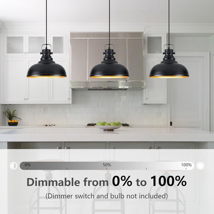Refice 3 Pack Farmhouse Pendant Lights Black Pendant Lighting for Kitchen Island