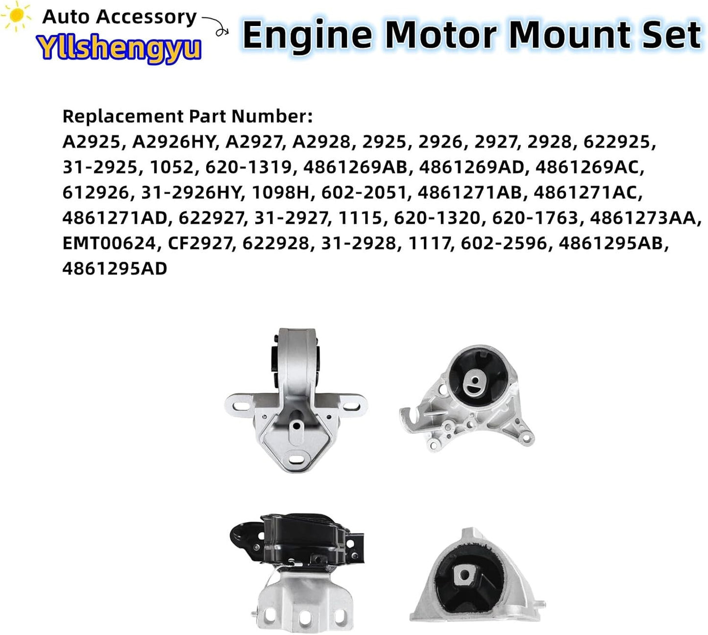 4Pcs Engine Motor Mount Kit Compatible with Town&Country/Grand Caravan 2001-2007