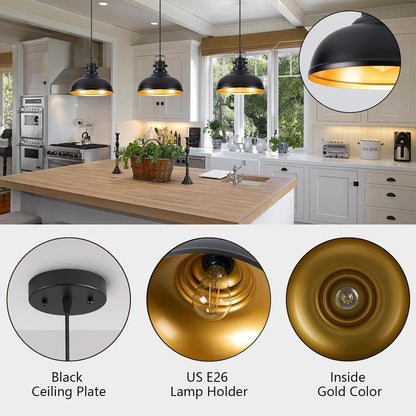 Refice 3 Pack Farmhouse Pendant Lights Black Pendant Lighting for Kitchen Island