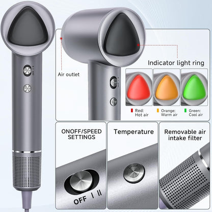 Hair Dryer, 160000 RPM Portable Professional Ionic Hair Dryer with 500 Million