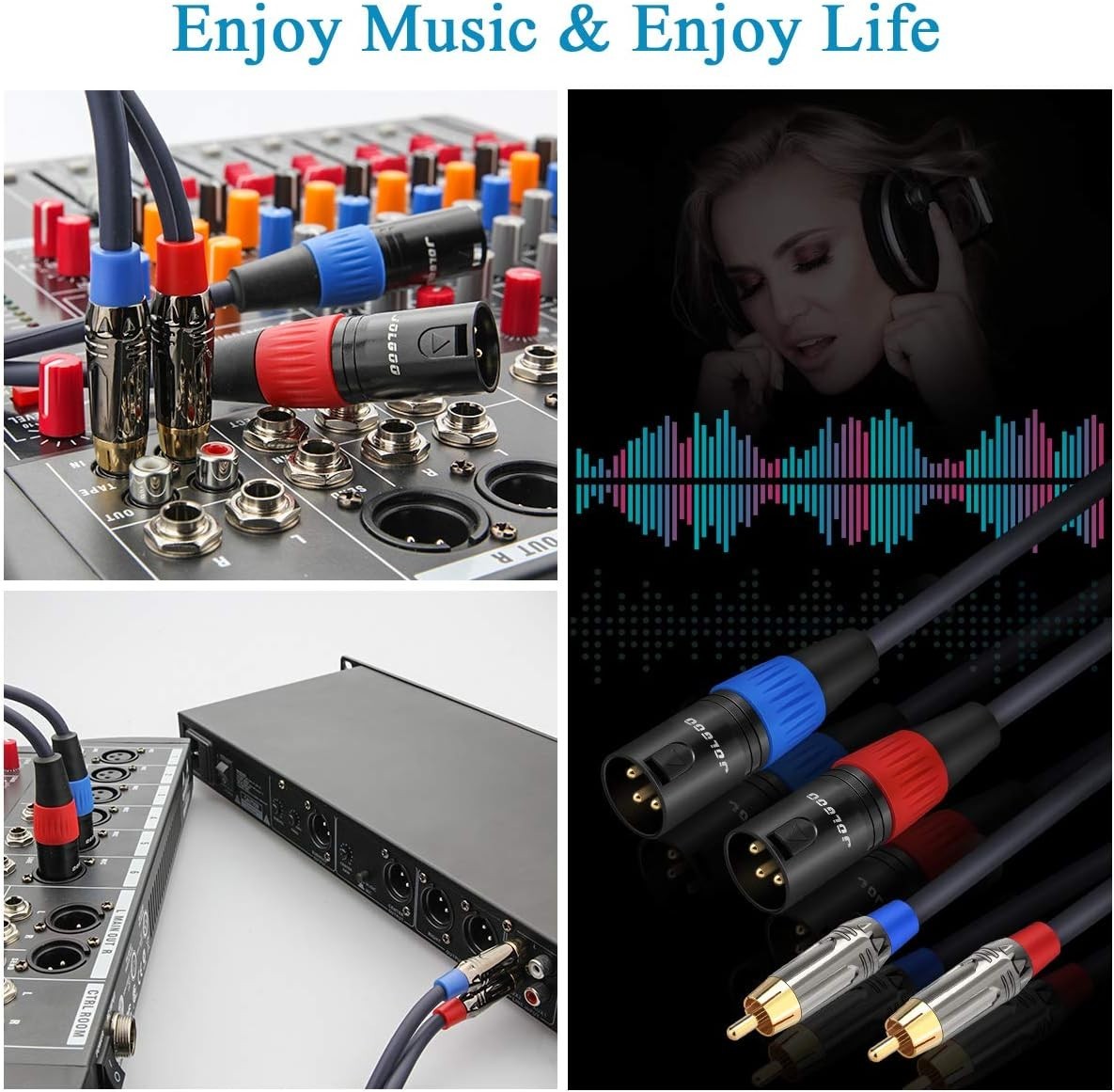 50 Feet RCA to XLR Cable, Dual RCA Male to Dual XLR Male, 4N OFC Wire