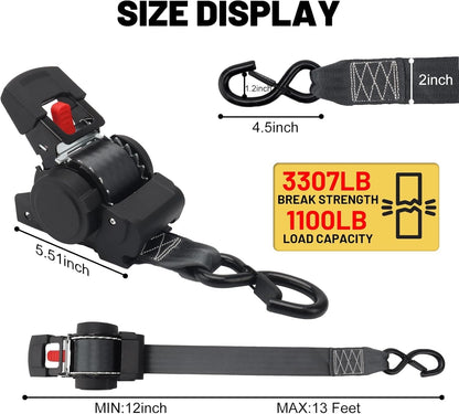 Erickson 34416 Retractable Ratcheting Tie-down Strap 3300 LB 8 FT L X 2 in W