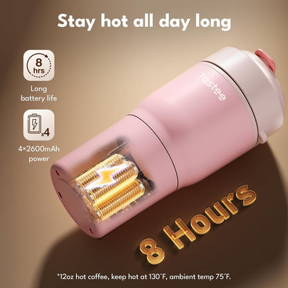 Tastee Heated Coffee Mug – 12oz Portable Travel Mug with 1℉ Precise Temperature