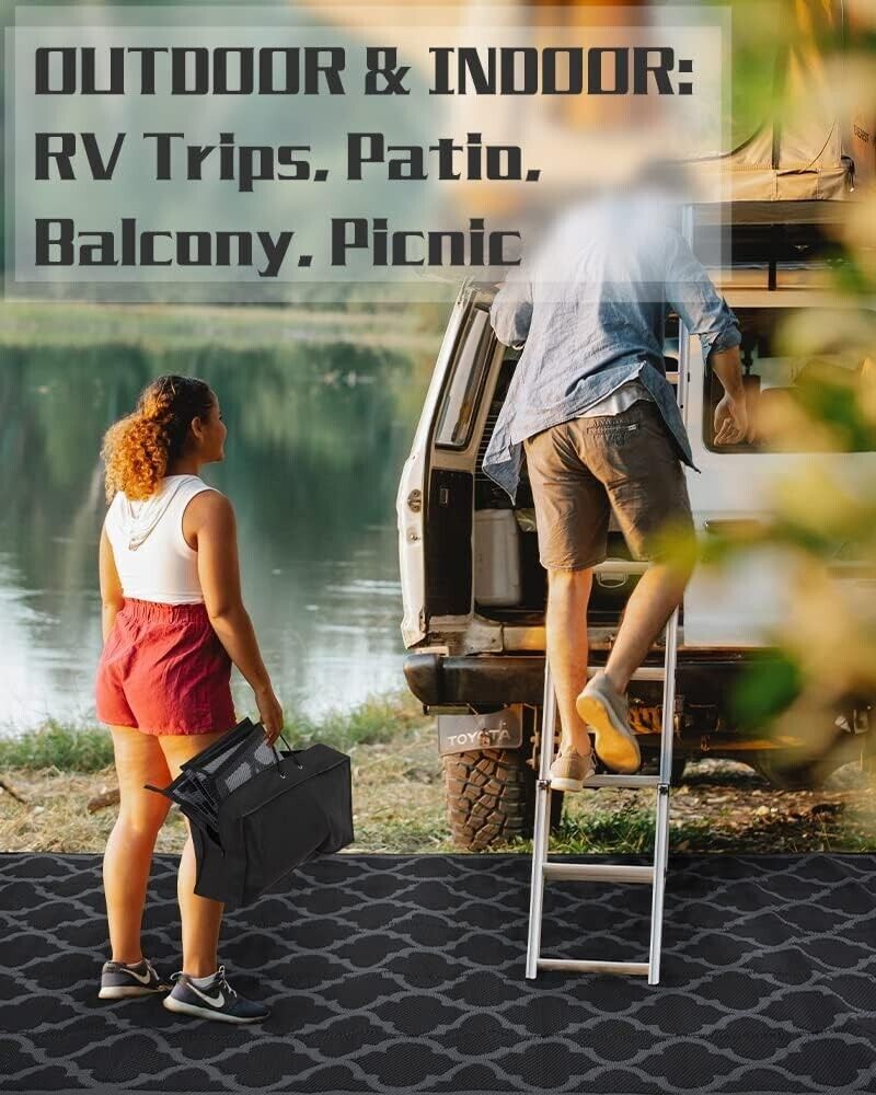 RVOLST Outdoor Rug Carpet Waterproof 6x9 ft-Patio Rug Reversible PACK OF TWO