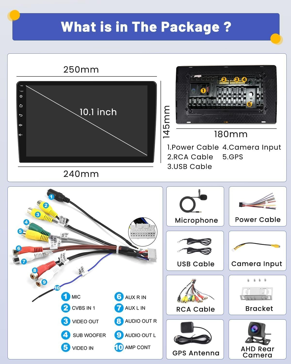 Hikity 2+64GB Double Din Android Car Stereo Wireless Apple Carplay Android Auto,