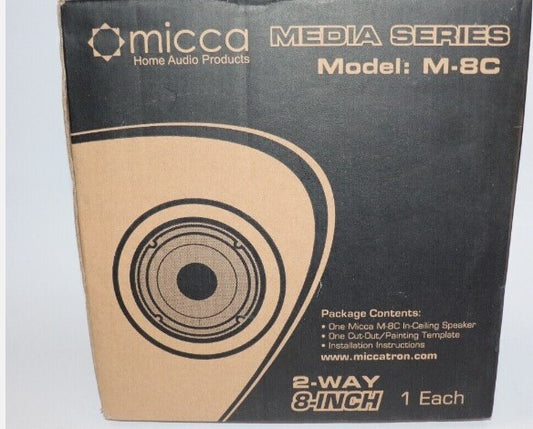Micca M-8C White 2-Way Media Series 100 Watts 8 Inch In-Ceiling Speaker NEW