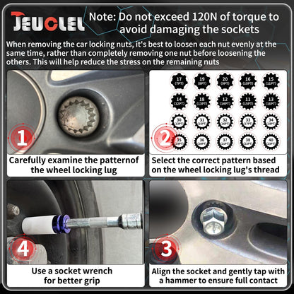 21PCS Wheel Locking Nut Key Kit Compatible with BMW, Wheel Lock Nut Socket Adapt