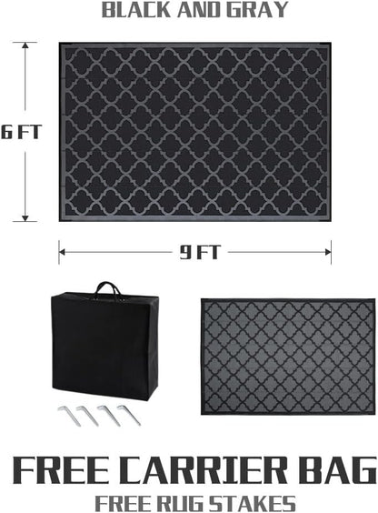 RVOLST Outdoor Rug Carpet Waterproof 6x9 ft-Patio Rug Reversible PACK OF TWO