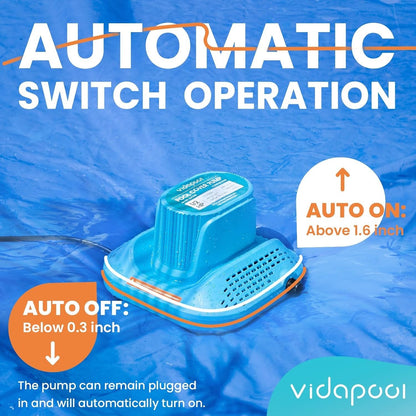 1/2 HP Pool Cover Pump Automatic On Off, Submersible Sump Pump Inground/Above...