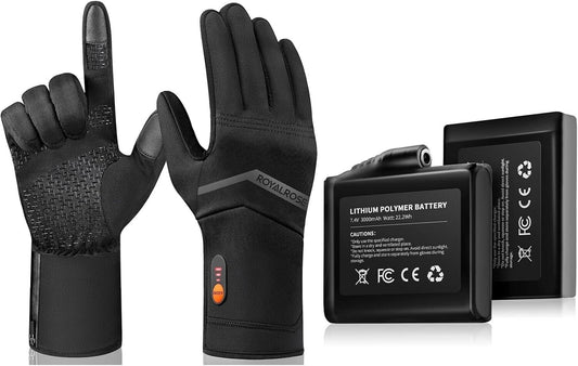 Heated Gloves Liners for Men Women, Rechargeable 7.4V 3000mAh Li-ion Batteries