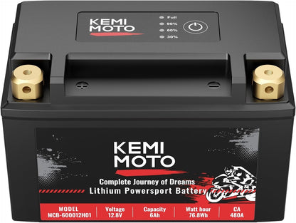 KEMIMOTO Lithium Motorcycle Battery YTX14-BS/YTX9-BS, LiFePO4 Lithium Battery