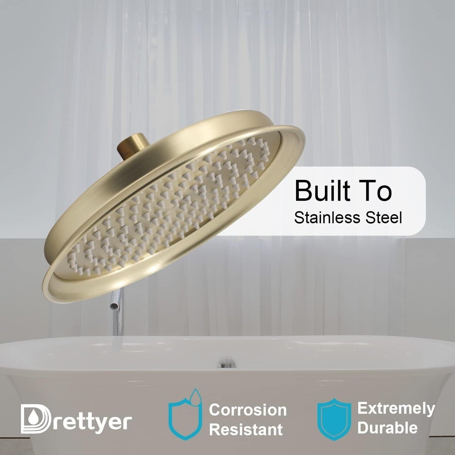 Single round Rain Shower Head, 9 Inches High-Pressure Rainfall Showerhead with