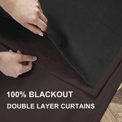Rutterllow Two Layers Completely Blackout Curtains for Bedroom 52W x 72L Inch
