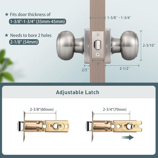 5 Pack Passage Door Knobs Interior for Hall/Closet, Satin Nickel Finish Keyless