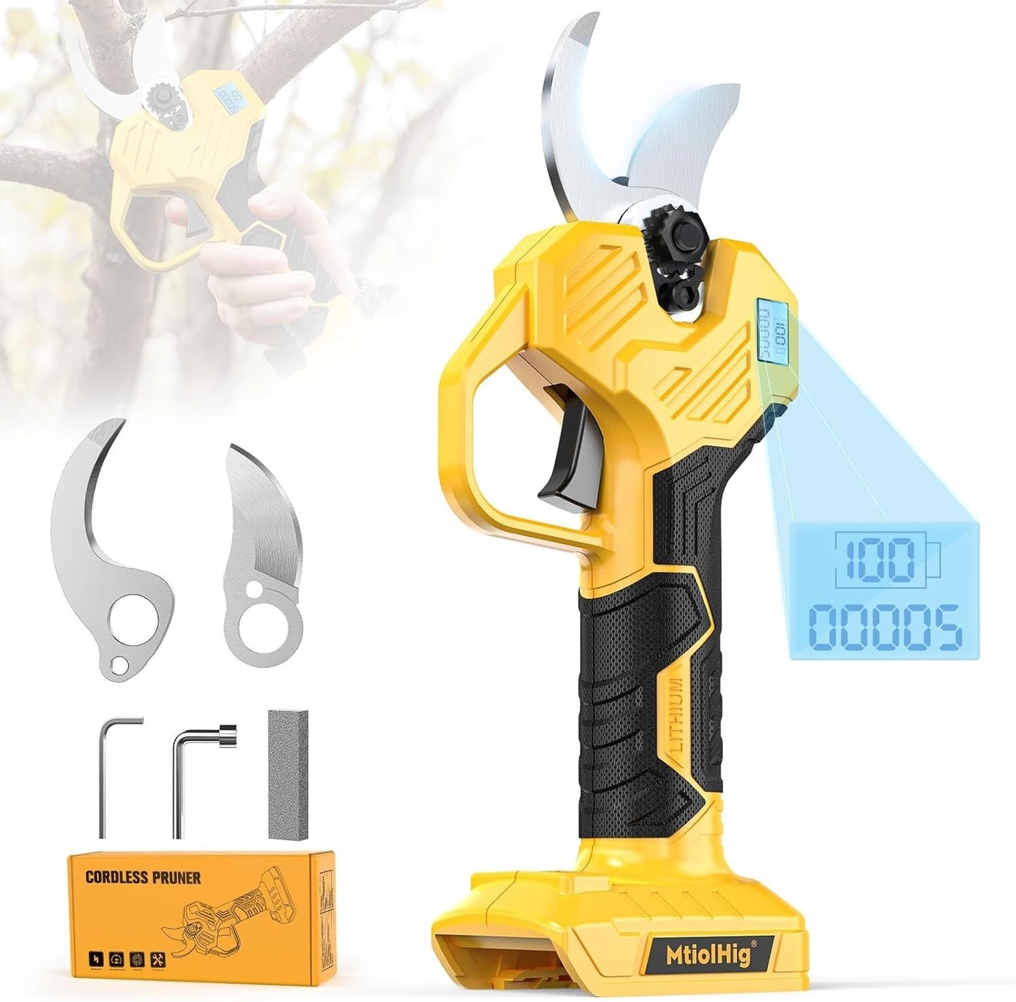 Cordless Electric Pruning Shears: 1.5-2 Inch Portable  Shears Compatible DeWalt