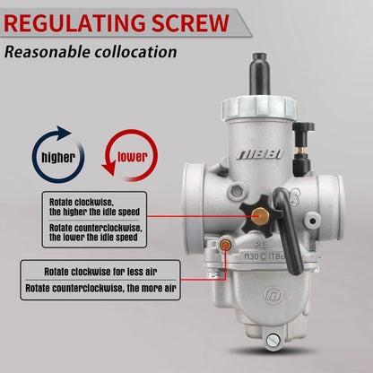 NIBBI PE30 Carb 30mm Carburetor Motorcycle Carburetor with Carb Jets Fit 250cc